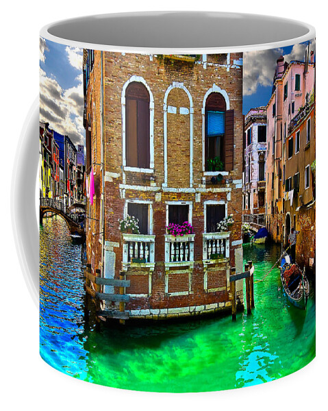 Venice Coffee Mug featuring the photograph Twin Canals by Harry Spitz