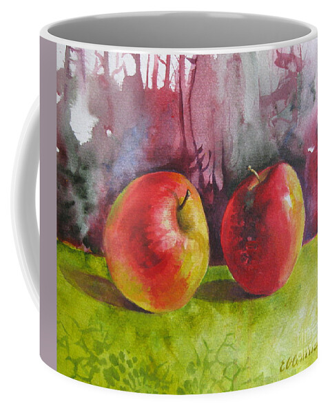 Apple Coffee Mug featuring the painting Two apples by Elena Oleniuc