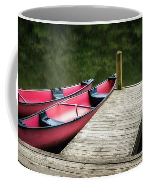 Devils Den Coffee Mug featuring the photograph Two Canoes by James Barber