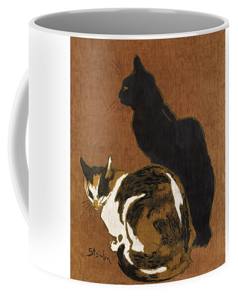 Theophile-alexandre Steinlen Coffee Mug featuring the painting Two Cats by Theophile-Alexandre Steinlen