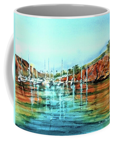 Two Harbors Coffee Mug featuring the painting Two Harbors Catalina Morning Impressions by Debbie Lewis