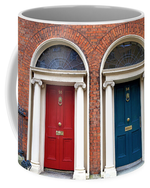 Two Irish Georgian Doors Coffee Mug featuring the photograph Two Irish Georgian Doors by John Rizzuto