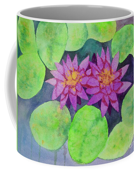  Coffee Mug featuring the painting Two Lotus Blossoms by Barrie Stark