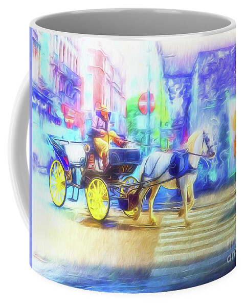  Coffee Mug featuring the digital art Two Nights in Brussels 9 - One Horse-Powered by Leigh Kemp