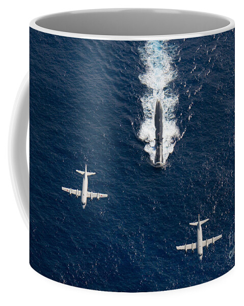 Aircraft Coffee Mug featuring the photograph Two P-3 Orion Maritime Surveillance by Stocktrek Images
