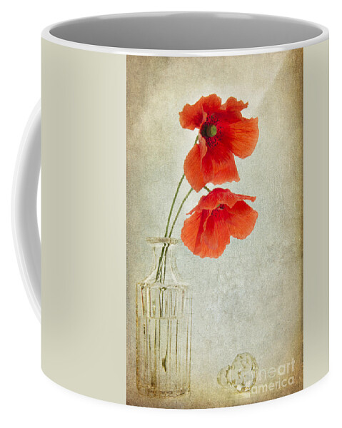 Poppy Coffee Mug featuring the digital art Two Poppies in a Glass Vase by Ann Garrett