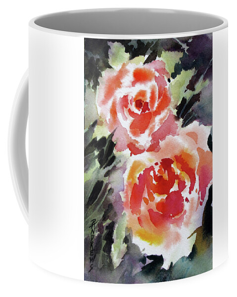 Watercolor Coffee Mug featuring the painting Two Red Beauties by Rae Andrews