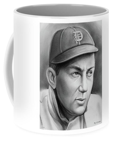 Ty Cobb Coffee Mug featuring the drawing Ty Cobb by Greg Joens