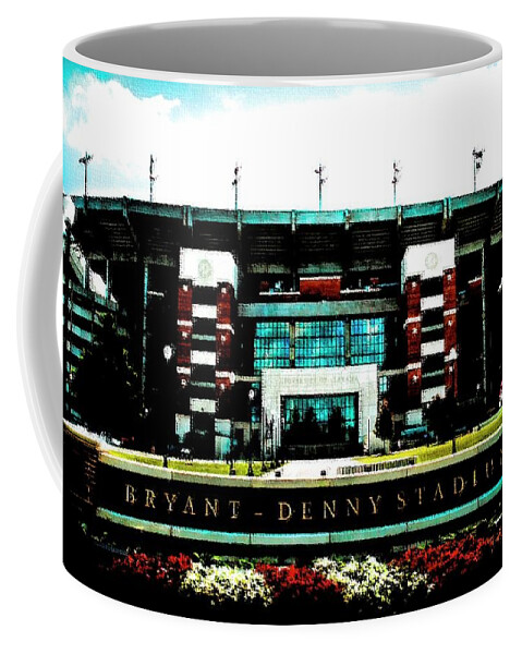 University Of Alabama Coffee Mug featuring the mixed media U of A Bryant-Denny_Stadium by DJ Fessenden