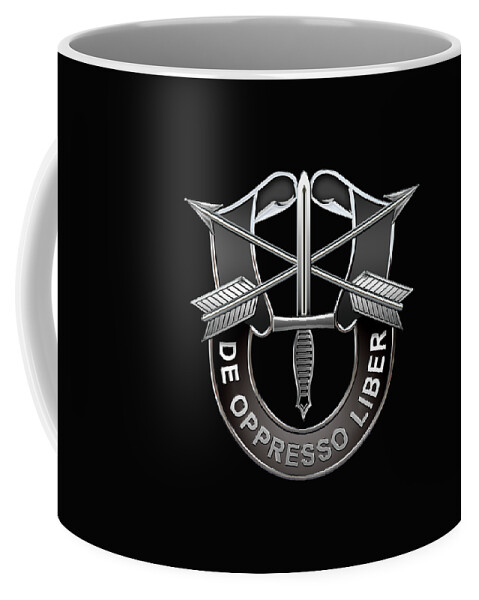 'military Insignia & Heraldry' Collection By Serge Averbukh Coffee Mug featuring the digital art U. S. Army Special Forces - Green Berets D U I over Black Velvet by Serge Averbukh