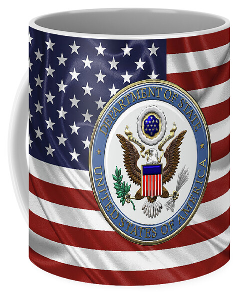 �insignia 3d� By Serge Averbukh Coffee Mug featuring the digital art U. S. Department of State - Emblem over American Flag by Serge Averbukh