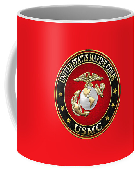 'military Insignia & Heraldry 3d' Collection By Serge Averbukh Coffee Mug featuring the digital art U. S. Marine Corps - U S M C Emblem Special Edition by Serge Averbukh