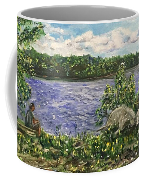 Ubin Coffee Mug featuring the painting Ubin My Home by Belinda Low