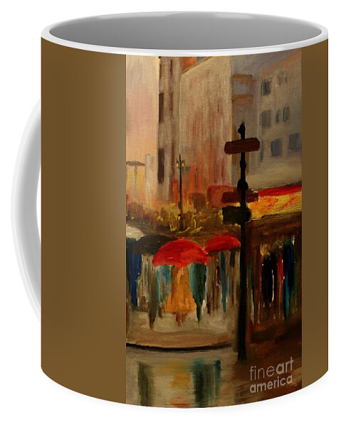 Rain Photographs Coffee Mug featuring the painting Umbrella Day by Julie Lueders 