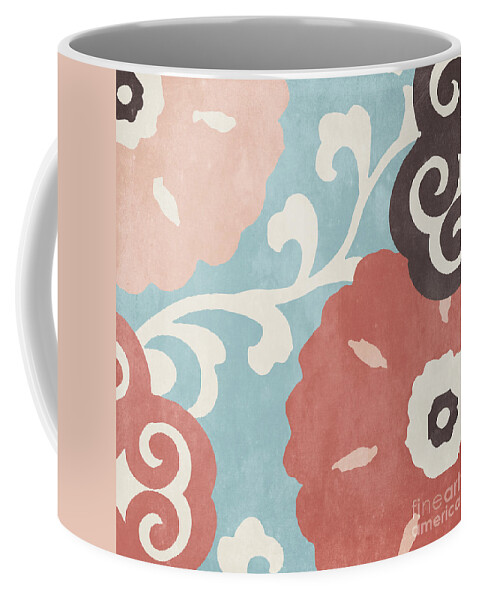 Suzani Coffee Mug featuring the painting Umbrella Skies I Suzani Pattern by Mindy Sommers