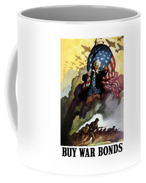 Uncle Sam Coffee Mug featuring the painting Uncle Sam - Buy War Bonds by War Is Hell Store