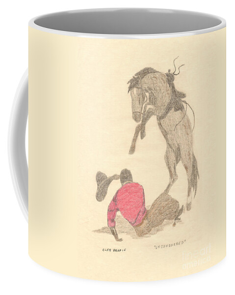 Elna Brodie Coffee Mug featuring the drawing Unconquered by Donna L Munro
