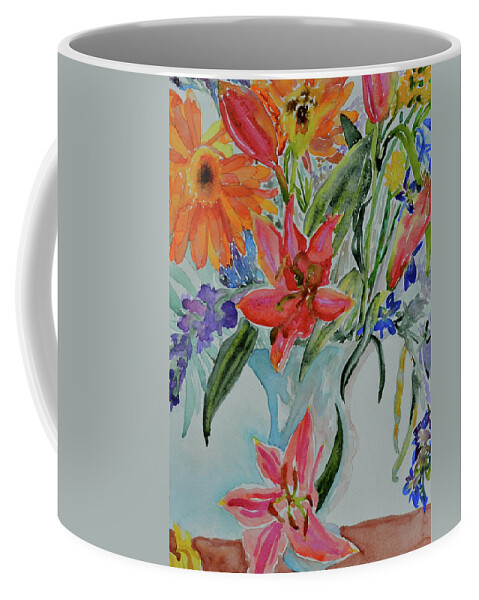 Bouquet Coffee Mug featuring the painting Uncontainable by Beverley Harper Tinsley