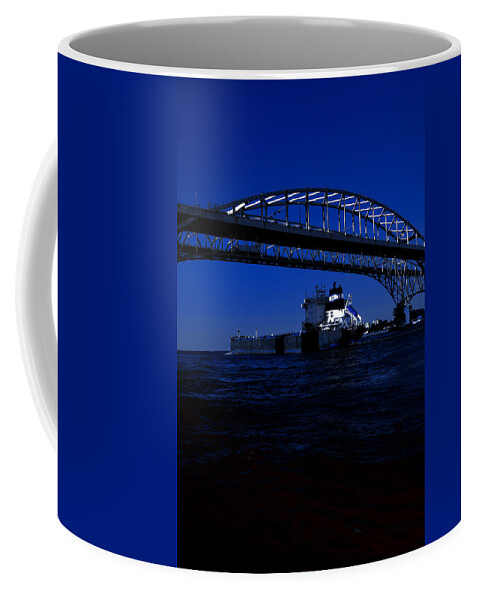 Blue Coffee Mug featuring the photograph Under the Bluewater Bridge In Blue by Gary Smith