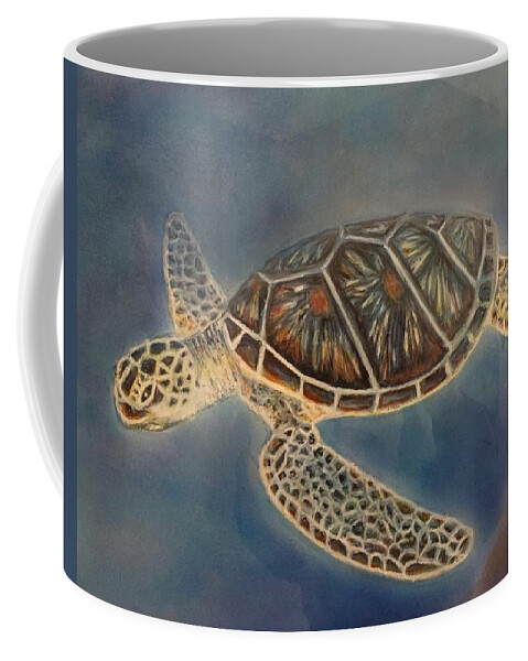 Sea Turtle Coffee Mug featuring the mixed media Under the sea by Diane Sleger
