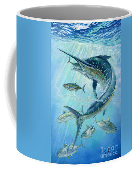 Blue Marlin Coffee Mug featuring the painting Underwater Hunting by Terry Fox