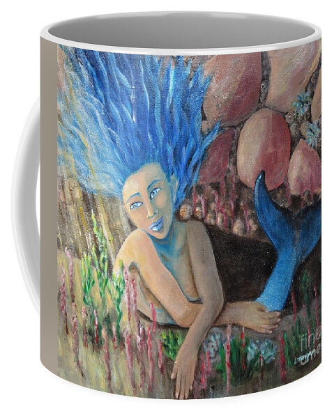 Mermaid Coffee Mug featuring the painting Underwater Wondering by Laurie Morgan