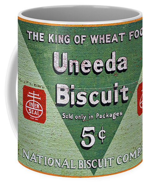 Roanoke Coffee Mug featuring the photograph Uneeda Biscuit Vintage Sign by Stuart Litoff