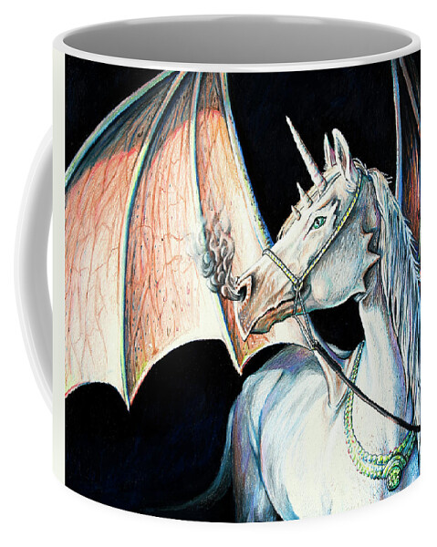Dragon Coffee Mug featuring the drawing Unicorn Dragon by Aaron Spong