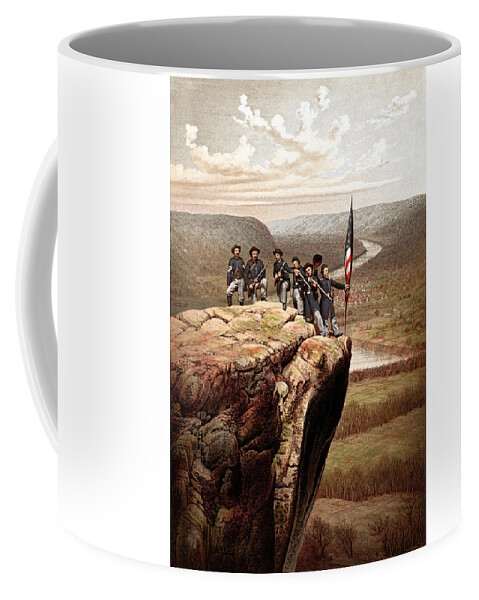Civil War Coffee Mug featuring the painting Union Soldiers On Lookout Mountain by War Is Hell Store