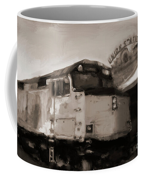 Train Coffee Mug featuring the digital art Union Station Train by Dwayne Glapion
