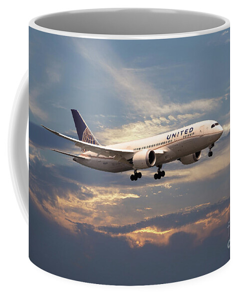 United Airlines Coffee Mug featuring the digital art United Airlines B787-8 Dreamliner N26906 by Airpower Art