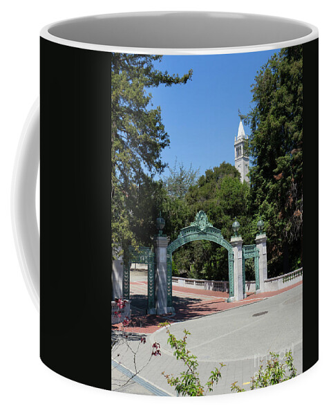 Wingsdomain Coffee Mug featuring the photograph University of California at Berkeley Sproul Plaza Sather Gate and Sather Tower Campanile DSC6262 by Wingsdomain Art and Photography