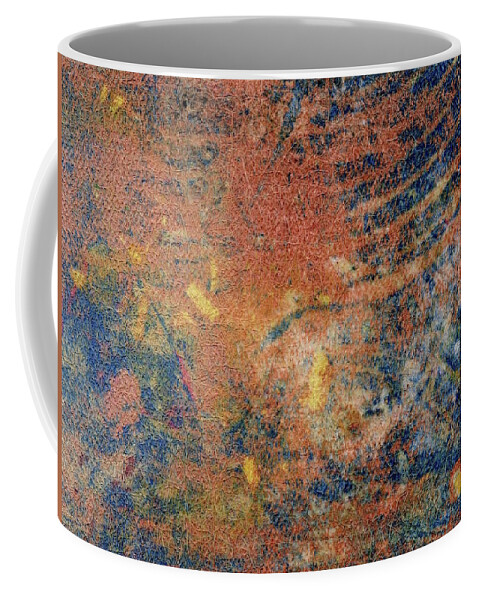 Clay Monoprint Coffee Mug featuring the mixed media Golden Specks by Susan Richards
