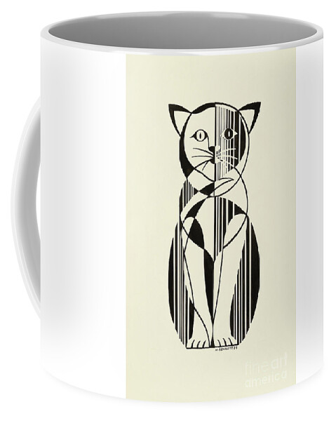 Cat Coffee Mug featuring the drawing Untitled Cat by Manuel Bennett