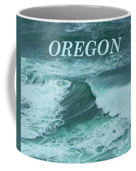 Cape Meares Lighthouse Coffee Mug featuring the photograph Unusual Green Wave by Gallery Of Hope 