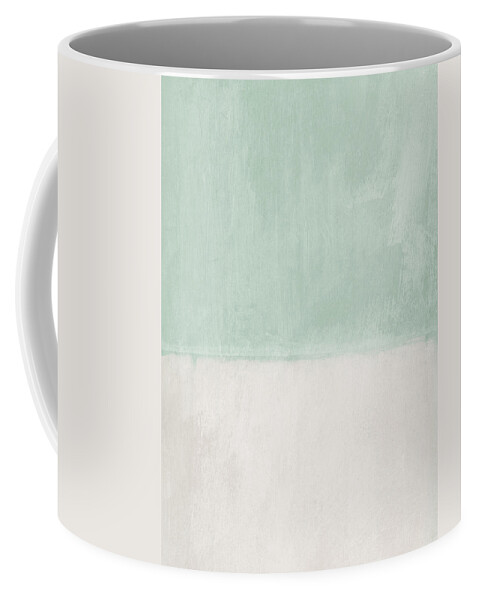 Sage Coffee Mug featuring the painting Upon Our Sighs 2- Abstract Art by Linda Woods