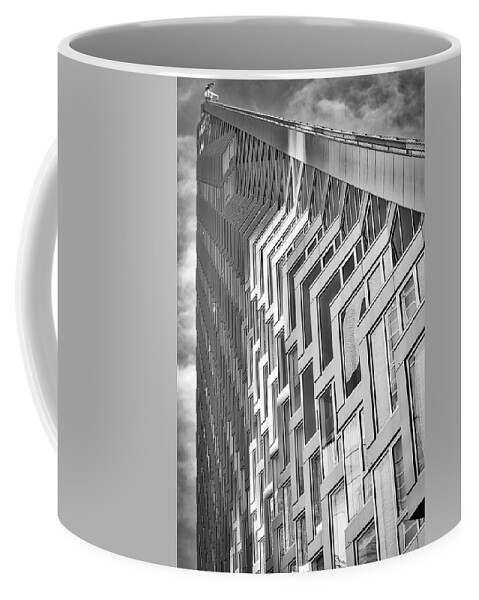 625 West 57th Street Coffee Mug featuring the photograph Upward View to West 57 ST NYC BW by Susan Candelario