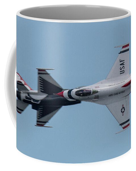Thunderbirds Coffee Mug featuring the photograph U.S. Air Force Thunderbirds Opposing Pass by Tony Hake