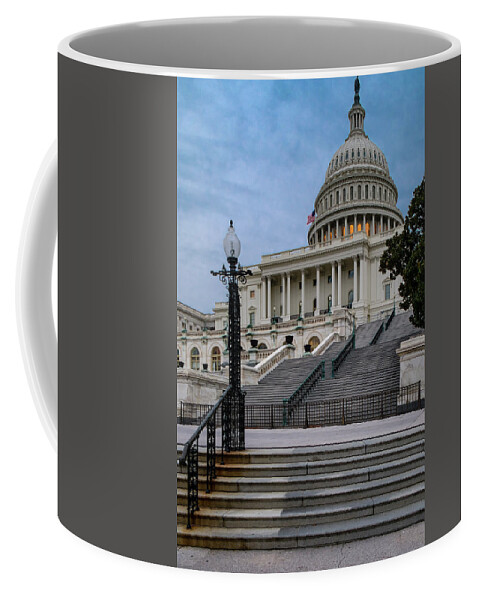 Us Capitol Building Coffee Mug featuring the photograph US Capitol Building Twilight by Susan Candelario