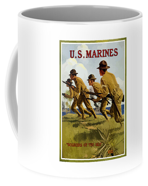 Marines Coffee Mug featuring the painting US Marines - Soldiers Of The Sea by War Is Hell Store