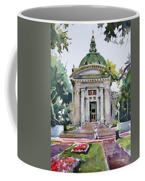 Usna Coffee Mug featuring the painting US Naval Academy Chapel by Spencer Meagher