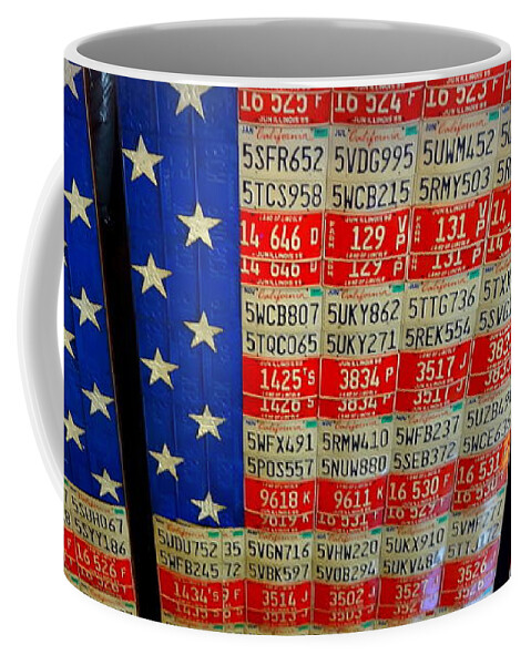 License Plates Coffee Mug featuring the photograph Red White and Blue #1 by Donna Spadola