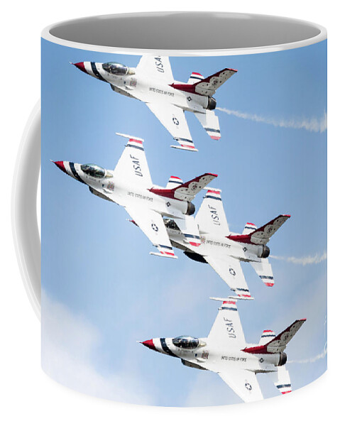 Airshow Coffee Mug featuring the photograph USAF Thunderbirds by Lawrence Burry