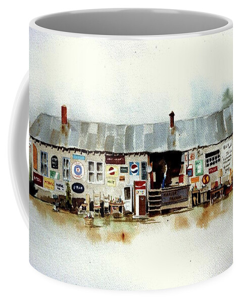 Watercolor Rendering Of Roadside Used Furniture Store. Coffee Mug featuring the painting Used Furniture by William Renzulli
