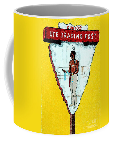 Vintage Coffee Mug featuring the drawing Ute Trading Post by Glenda Zuckerman
