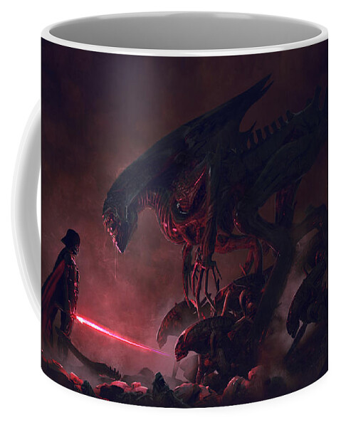 Star Wars Coffee Mug featuring the digital art Vader vs aliens 4 by Exar Kun