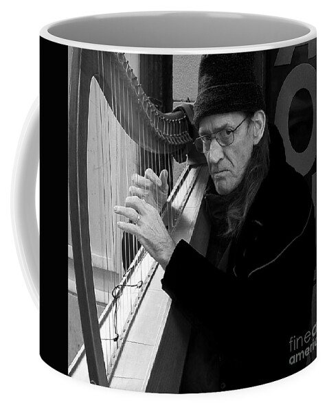 Black And White Portrait Coffee Mug featuring the photograph Vagrant music by Elena Perelman