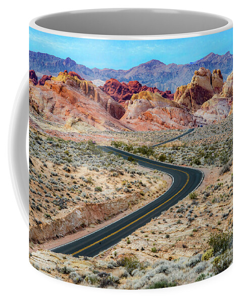 Landscape Coffee Mug featuring the photograph Road Through The Valley of Fire by Paul Johnson