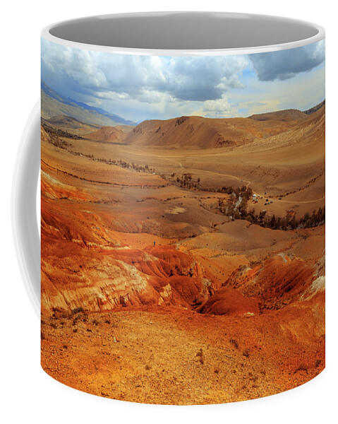 Russian Artists New Wave Coffee Mug featuring the photograph Valley of Kyzyl-Chin. Multicolored Mountains. Altai by Victor Kovchin