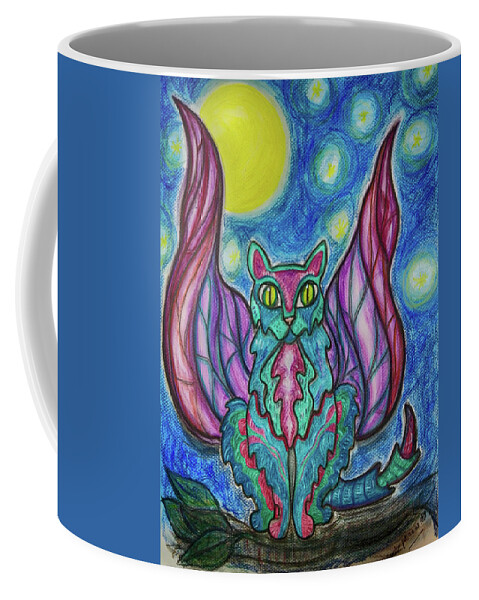 Vampire Coffee Mug featuring the drawing Vampy Kitty by Mimulux Patricia No